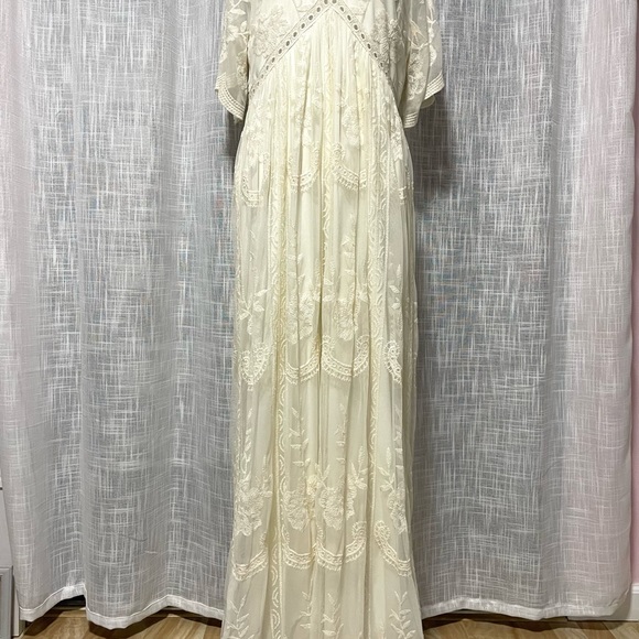 PinkBlush Cream Lace Mesh Overlay Maternity Maxi Dress Women's XL - Picture 6 of 16
